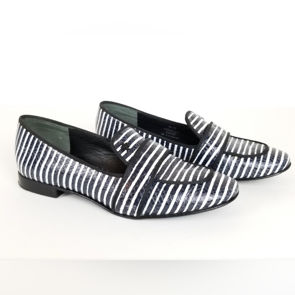 Tory Burch, Evette snake-effect striped loafer